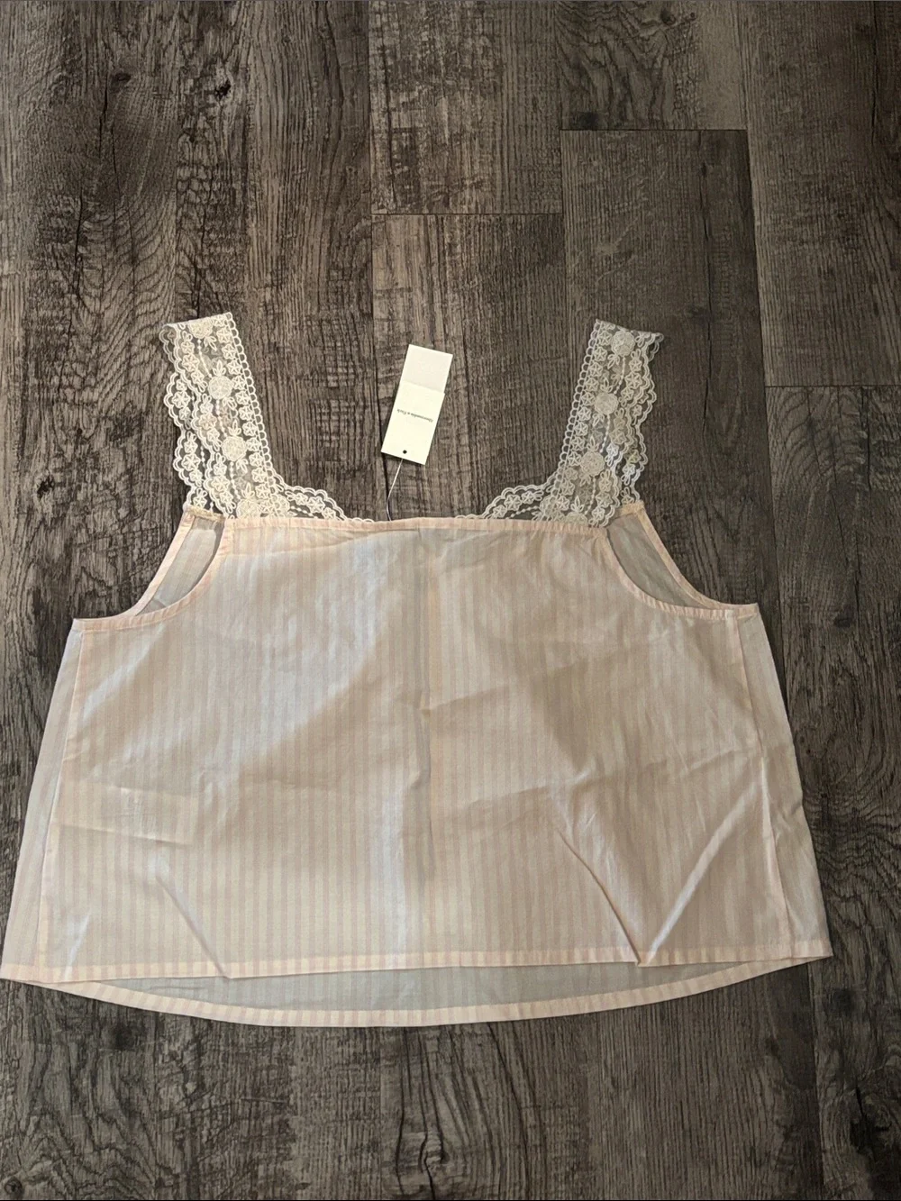 Abercrombie & Fitch Lace-Trim Sleep Cami - Pink Stripes - Size Medium